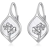 URONE Orchid/Poppy Earrings 925 Sterling Silver Flower Leverback Earrings Flower Jewelry Gifts for Women