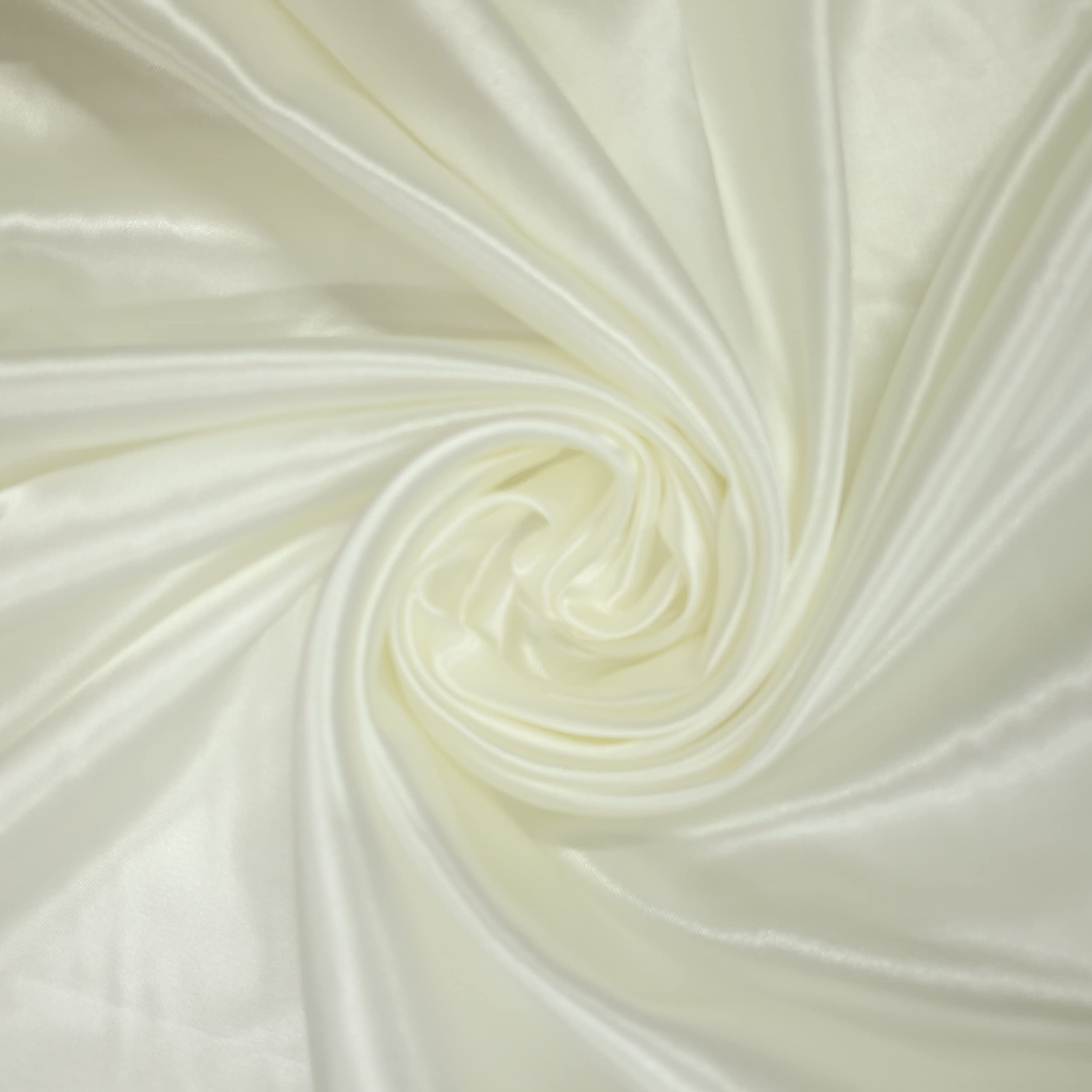 58"/150cm Wide Plain Poly Silk Satin Fabric (Available in 20+ Colours & Various Lengths) (Cream, 5 Meter)
