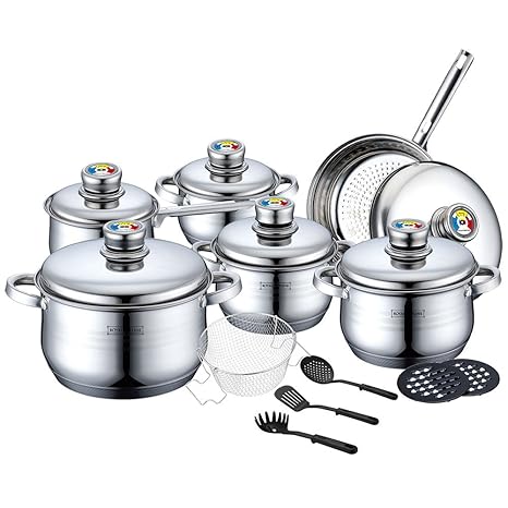 Royalty Line - Batería de cocina (acero inoxidable, 18 piezas)