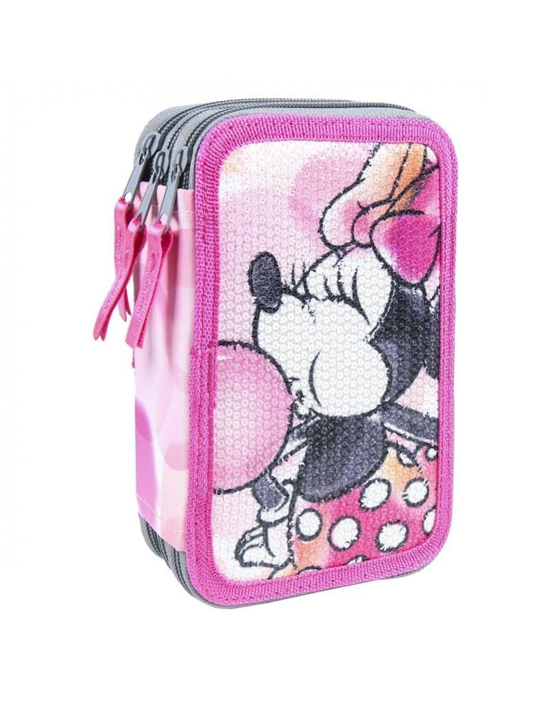 Cerdá Unisex Kids Plumier Triple Giotto Premium Lentejuelas Minnie Triple Giotto Premium Pencil Case Sequins Minnie Not Applicable, Multi, 12.5 Xx 19.5 Xx 6.5 cm