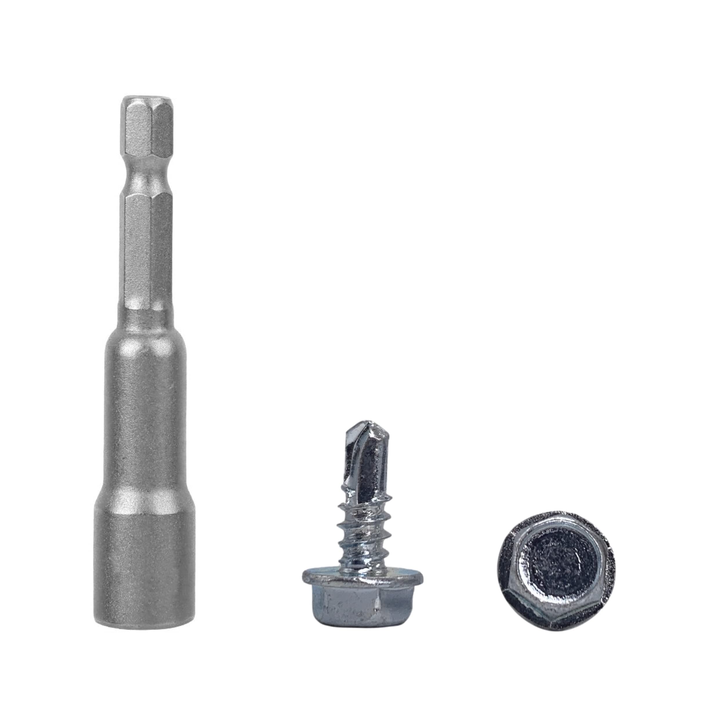 (Pack of 100 pcs) DIN 7504 K Zinc Plated Steel 4.8 x 13 mm Screws, Self-Drilling Sheet Metal Screw, Hex Washer Head, Self Tapping (100, 4.8 x 13 mm)