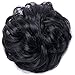 Messy Hair Bun Extensions Synthetic Updo Chignons Donut Elastic Bride Bun Ponytail Scrunchy Hairpiece Wig Accessory for Women 45g Jet Black-Thickerthumb 1