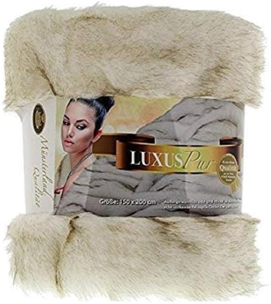 Gözze - Throw/Blanket, Edle Felloptik, Arctic Fox Design, 150 x 200 cm - White