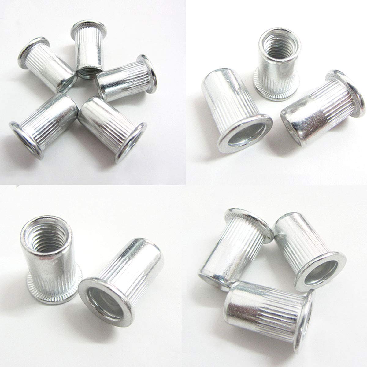 120 Pcs 1/420 Aluminum Rivet Nut Threaded Inserts Rivets Nuts UNC Flat