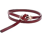 Women's Leather Belt Dress Belt Fashion Skinny Belt Tie A Knot Leather Waist Belt Knotted Decorative Belt