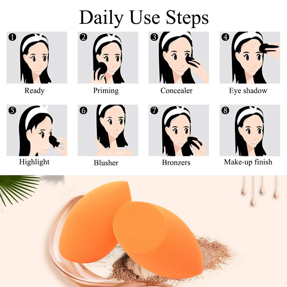 BAIMEI Makeup Sponges with Kabuki Foundation Brush, Latex-Free, Dry or Wet Dual Use, Professional Blender Beauty Sponge for Powder, Cream and Liquid Foundation Application (2 Sponges + 1 Brush) : Beauty