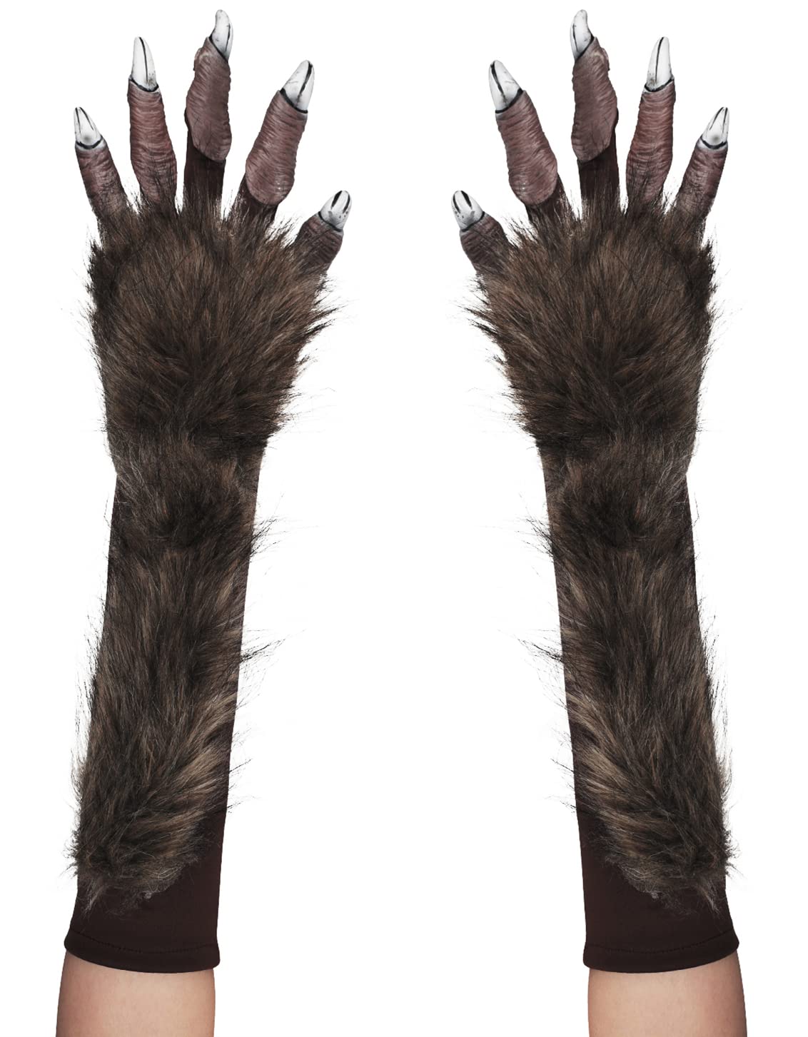 Qchomee Halloween Wolf Paw Claw Gloves Scary Werewolf Handwear Monster Paw Hairy Hands Gloves Rubber Faux Fur Gloves Adult Teen Cosplay Fancy Dress Up Party Cosplay Carnival Party Halloween Christmas