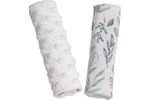 Boryokun Car Seat Strap Covers for Babies Double-Sided Use Soft Infant Car Seat Strap Shoulder Pads Belt Covers for All Car Seats, Stroller, Pushcar, Baby Swing (White)