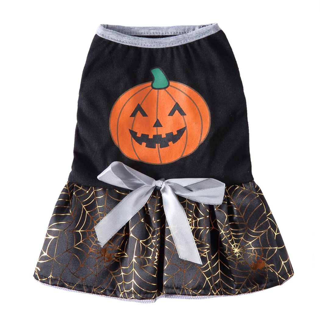 XIAOYU Halloween Dog Dresses Skirt Pumpkin Spider Pet Clothes Costume for Puppy Cats Cosplay(L)