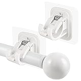2PCS No Drill Curtain Rod Brackets No Drilling Self