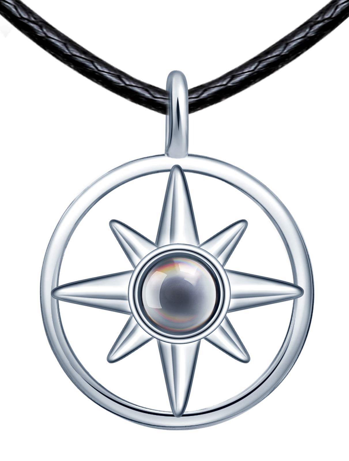 CPSLOVE Star Couple Necklace, Couple's 999 sterling silver Necklace Pendant, women's necklace, men's necklace, Nano Stone with 100 languages "I love you" projection, love necklace