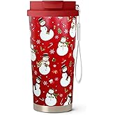 syuwdsnm 18 oz(530ml) Snowman Stainless Vacuum Steel Insulated Coffee Tumbler with StrawCoffee Travel Mug Cup Water Bottle,Christmas Decor,Christmas Gifts for Women