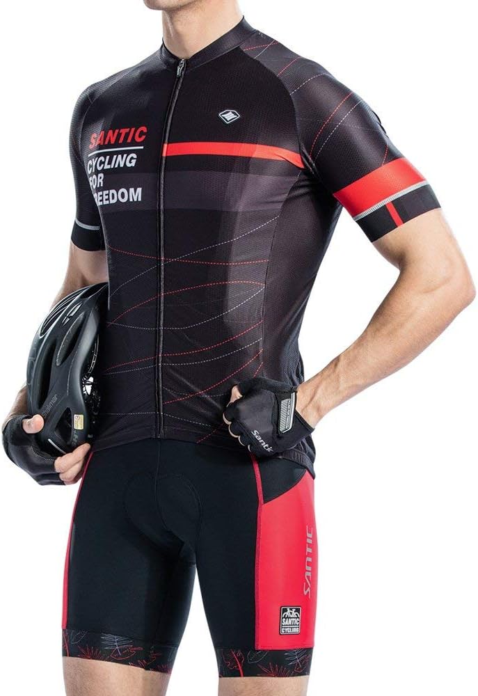 Santic Cycling Bib Shorts Men Pro Gel Padded Bike Pants with Color-Blocking: Clothing