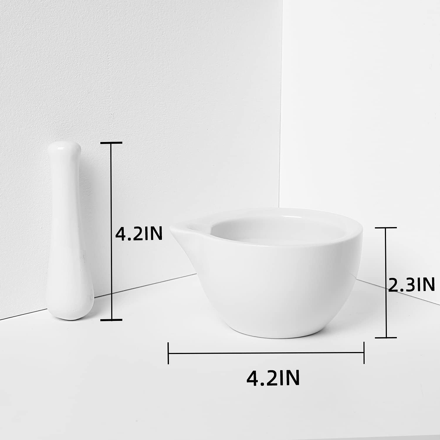 LEETOYI Porcelain Mortar and Pestle, Ceramic Herb Grinder Pill Crusher Set (4.2-inch): Kitchen & Dining