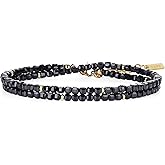 GAVU Crystal Bracelet for Women, Adjustable Double Layered Beaded Bracelet for Women