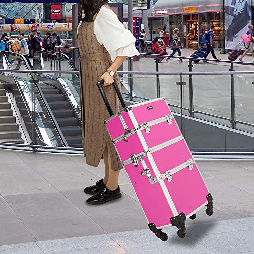 mefeir 3 in 1 Rolling Makeup Train Case, Aluminum Makeup Travel