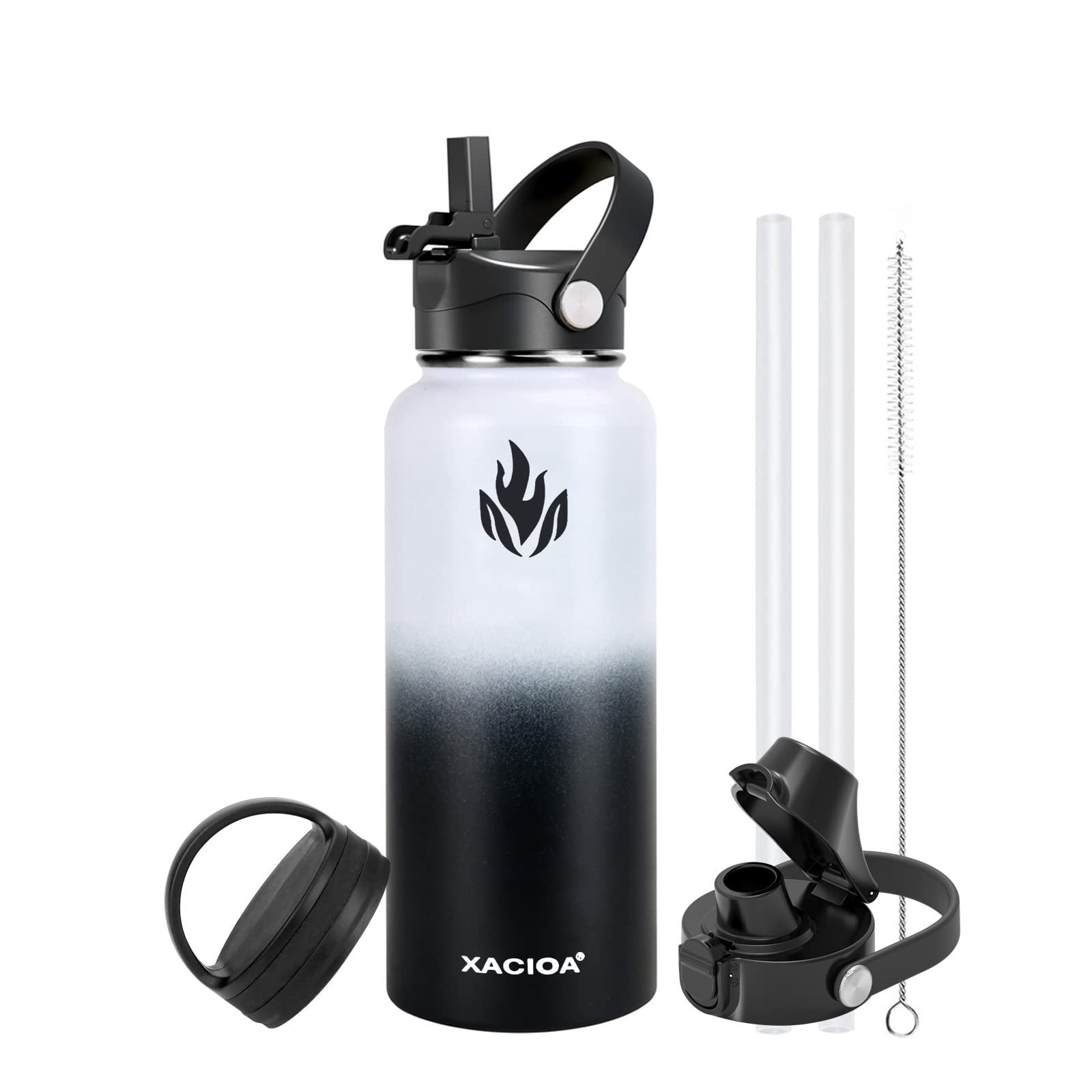Photo 1 of 32oz Water Bottle,Vacuum Insulated Stainless Steel Water Flask with Straw Lid Auto Spout Lid Sport Lid,Leak Proof,Double Walled Travel Drink Mug,Metal Canteen,Hot Cold Water Bottles