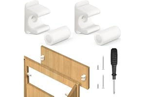 Juexica False Cabinet Front Clip False Drawer Front Clips Sink Tip Out Snap with Screws Screwdrivers for Hardware Replacements(White,4 Pairs)