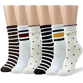 Soyezletop Women's Cute Ruffle Ankle Socks with Retro Patterns,Casual Design and Princess Flower Details Gifts for Girls.