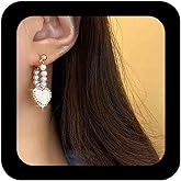 Erimberate Bohemian Crystal Heart Jacket Earrings Gold Cz Heart Dangle Earrings Pearl Tassel Chain Drop Earrings White Rhinestone Heart Earrings Jewelry for Women