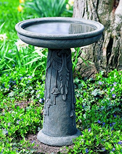 Campania International B-073-AS Flores Birdbath, Alpine Stone Finish