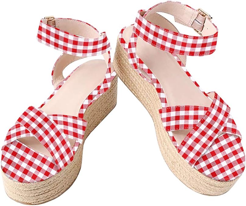 Amazon.com | Syktkmx Womens Strappy Flatform Espadrille Sandals Summer Slingback Platform Ankle 