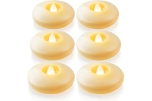 Homemory 6 Pack 3” Flameless Led Floating Candles, 200 Hour Battery Operated Flickering Waterproof Tealights for Cylinder Vases, Centerpieces at Wedding, Party, Pool, Holiday (Ivory Base)