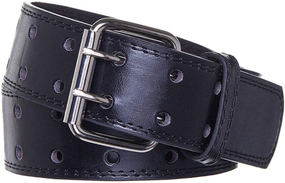 Double Prong Men's Black Leather BeltAssorted Sizes (Large) Amazon.ca