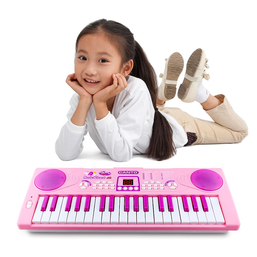 Shayson Piano for Kids, 37 Key Multi-function Electronic Keyboard Piano Play Piano Organ with Microphone Educational Toy for toddlers Kids Children (Pink)