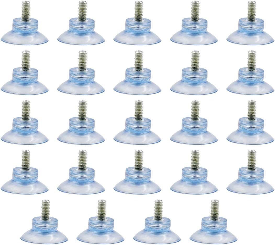 SiinvdaBZX 24 Pcs PVC Mini Suction Cup Replacement with M6 Screws for Glass Table Tops Sink