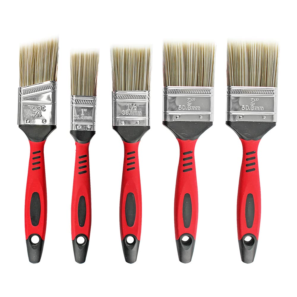 Dekton 5pc Pro Paint Brush Sure Grip Handle Multi-surface| Ideal For Water Based Gloss And Emulsion Paints| Sure Grip Handles| Pure Bristle Brushes| With Angle Head Bristle| Smooth Apply