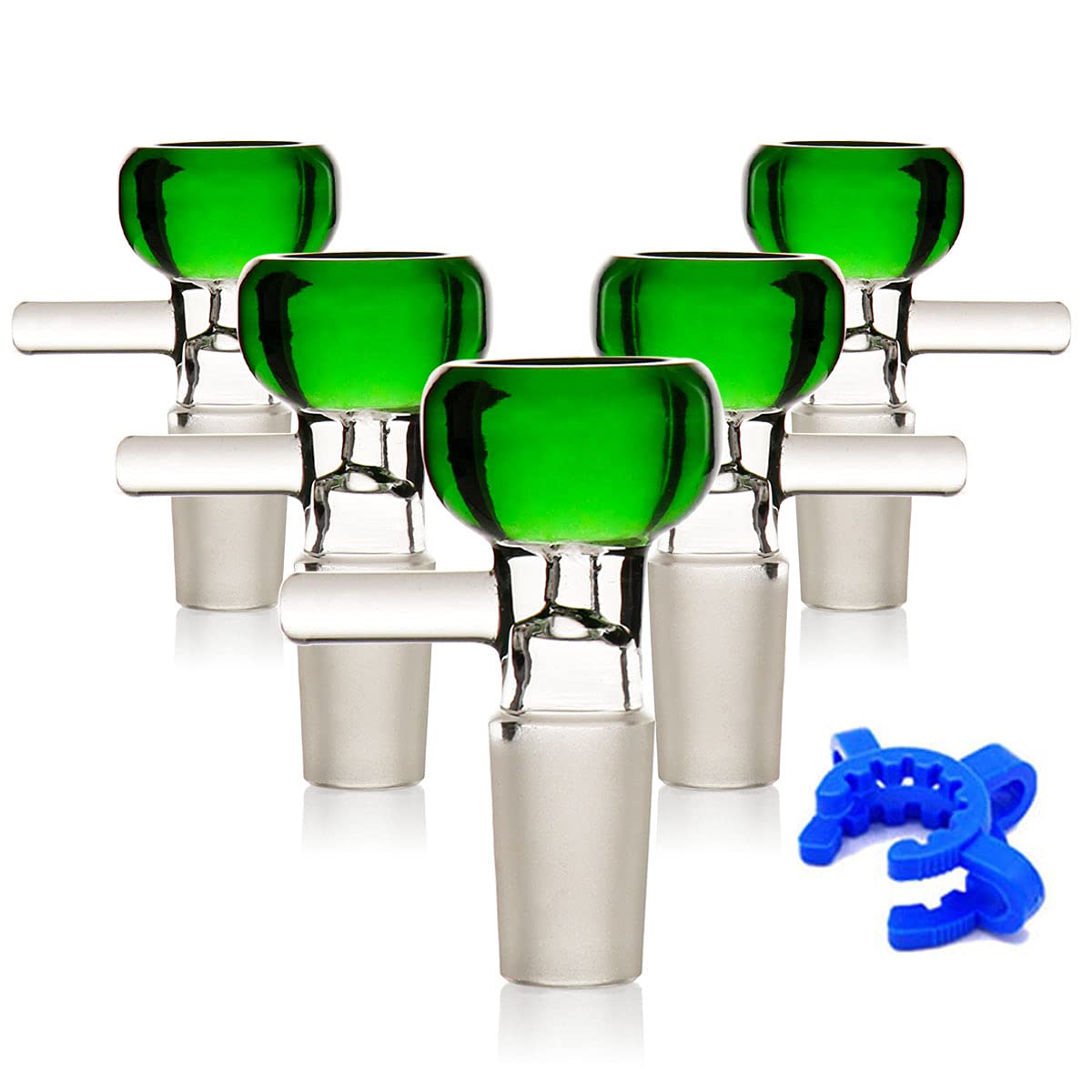 Green Glass Bong Bowl 14.5mm with Smoking Pipe, Accessories Glass Bongs 5 Pack14.5mm Hookah Pipe Bowls with Bongs Accessory Bowl for Smoking