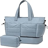 SUIKIHUM 50L Travel Duffel Bag for Women, Weekender Overnight Bag W/Toiletry Bag+Shoe Compartment, TSA Carry-On Bag for Travel Gym, Blue