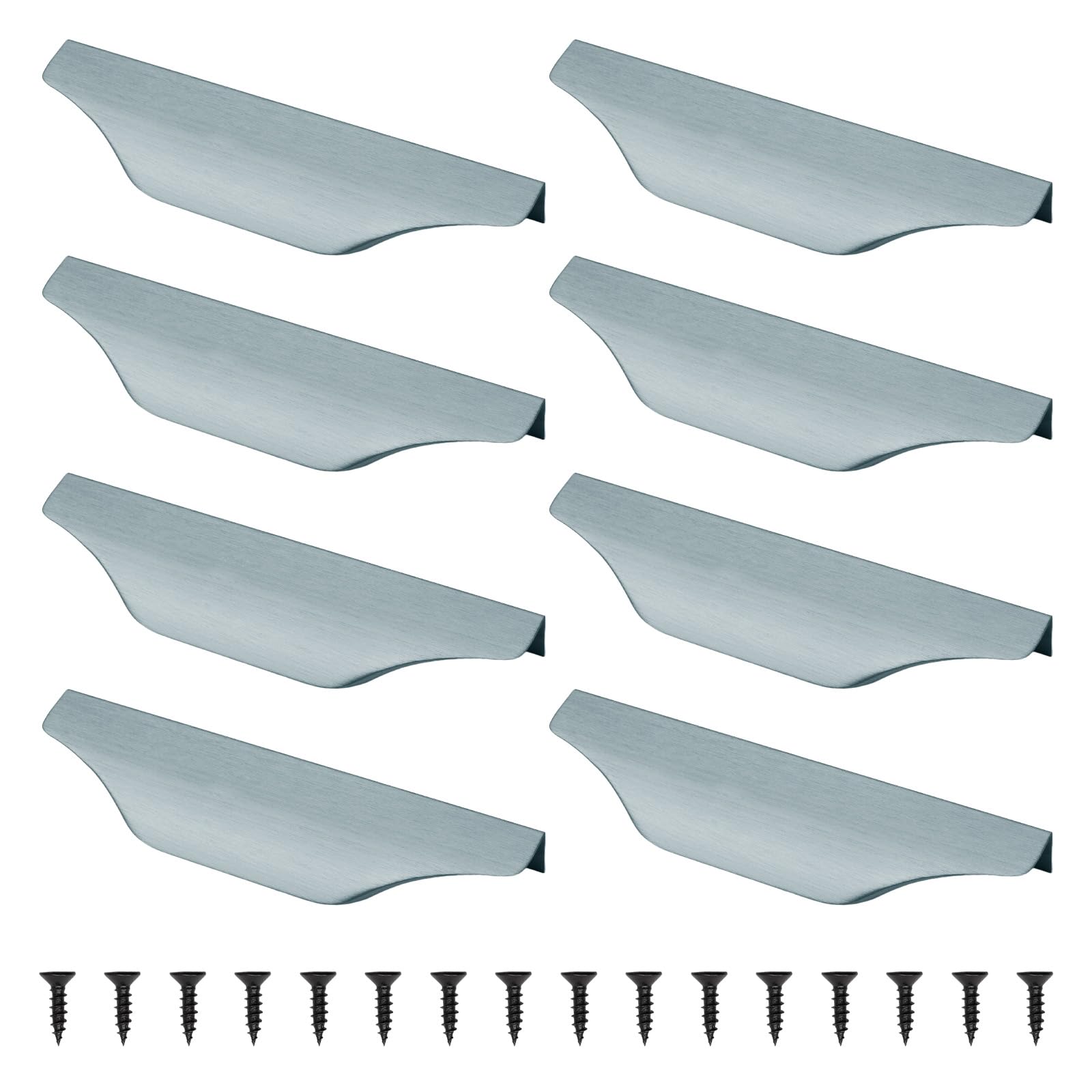 MOROBOR 8PCS Mount Finger Edge Pull Handle, Finger Pulls Aluminum Concealed Handle Furniture Drawer Handles for Home Kitchen Door Drawer Cabinet with Screws (150mm/Brushed Gray) — image 1