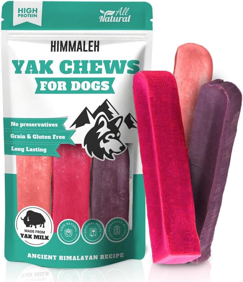 Himmaleh Yak Chews for Dogs Medium Pack of 3 Blueberry Strawberry Cranberry