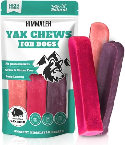 Himmaleh Yak Chews for Dogs Medium Pack of 3 Blueberry Strawberry Cranberry