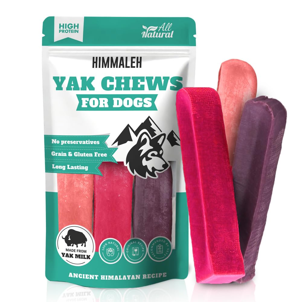 Himmaleh Yak Chews for Dogs Multipack Blueberry Strawberry Cranberry- Yak chews for dogs Medium (pack of 3) - Protein Rich Dog Chews Long Lasting Natural - yak milk dog chew - Himalayan dog chews