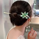 VNEWSCHI Women's Chinese Hair Stick Tassel Pearl Flower Retro Chopsticks Pin view 2