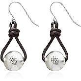 QLYOVWE Boho Antiqued Earrings for Women Handmade Silver Flower Sculpted Earrings Dainty Woven Rope Pendant Earrings Vintage Ethnic Round Jewelry Gifts