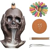 Comeon Skull Decor Incense Stick Holder Reverse Flow Censer Waterfall Burner Set + Backflow Incense Cones, Incense Sticks, Tweezers, and Mat