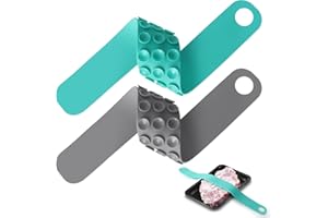 RIGHTWELL Thaw Belt, 2 Pack Silicone Sink Thawing Fixator Belt for Frozen Meat and Vegetable, Grey and Green