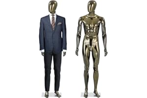 FURNDOOR Male Mannequin Full Body Bronze - 74” Mannequin Dress Form Display with Adjustable Head and Arms,Detachable Manikins Stand Metal Base (Dull Polish)