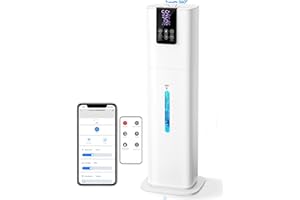 HISWELLE 8L Smart Humidifiers for Bedroom Large Room, 2.1Gal Cool Mist Top Fill Diffuser Ambient Light, App & Remote Control, 3 Mist Modes, Quiet Humidifier for Home Office Plant (White)