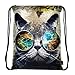 Meffort Inc Lightweight Drawstring Bag Sport Gym Sack Bag Backpack with Side Pocket - Cool Cat 1