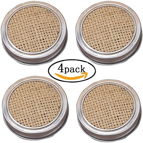 4 Pack Mason Jar Sprouting Lids - 2 in 1 Superb Ventilation Linen Mesh Jar Sprouting Lid Kit for Wide Mouth Mason Canning Jars for Making Organic Sprout Seeds in House/Kitchen