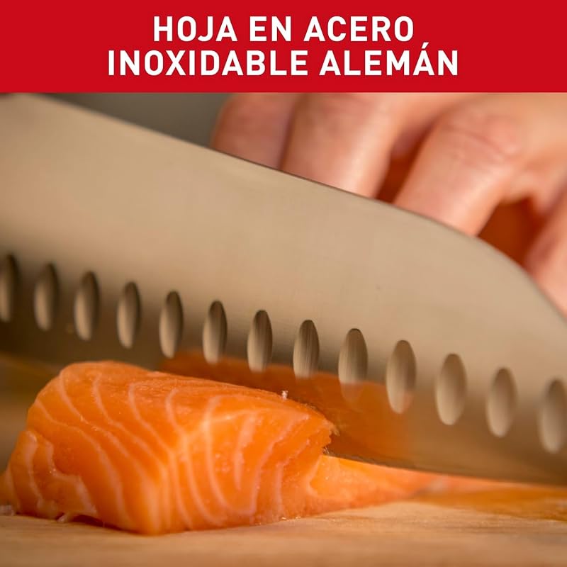 Tefal Ice Force – Faca Santoku 18 cm | Aço inoxidável alemão, tecnologia de força de gelo -120°C, corte preciso, cabo rebitado, resistente à corrosão e à máquina de lavar louça