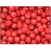 BeadTin Bright Red Opaque 8mm Faceted Round Plastic Beads (450pcs)