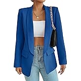 KateModa Women's Sweater Blazers Bussiness Casual Jacket Long Sleeve Cardigan Button Front Lapel Suit with Pockets