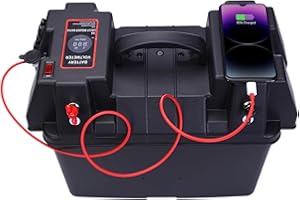 GarfatolRv Trolling Motor Smart Battery Box Marine Boat Group 24 Battery Power Center with USB and DC Ports