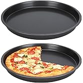 Tomotato 2Pcs Pizza Pan, 6in/9in/10in/12in Deep Dish Round Pizza Pan for Oven, Non Stick Thickened Carbon Steel Baking Pan for Home Kitchen, Dishwasher Safe(10in)